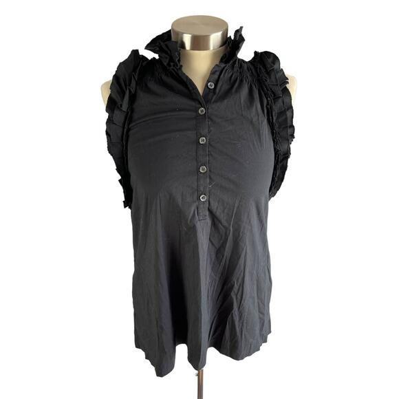 BCBGMAXAZRIA Women's Size XXS Ruffle Sleeveless Button-Down Shirt - Picture 5 of 10